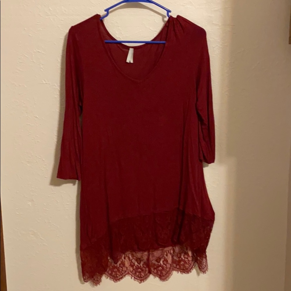 Red tunic with lace